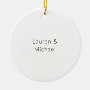 Wedding Elegant Minimalist Plain Black White Ceramic Ornament