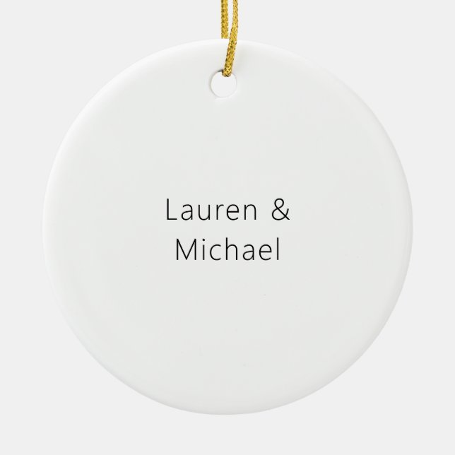 Wedding Elegant Minimalist Plain Black White Ceramic Ornament (Front)