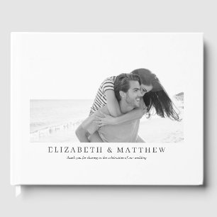 Wedding   Elegant Modern Custom Two Photo Guest Book