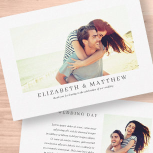Wedding Elegant Modern Custom Two Photo Thank You Card