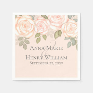 Wedding Elegant Modern Minimalist Blush Floral Napkin