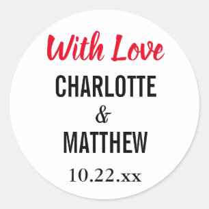 Wedding Elegant Modern Typography With Love Classic Round Sticker
