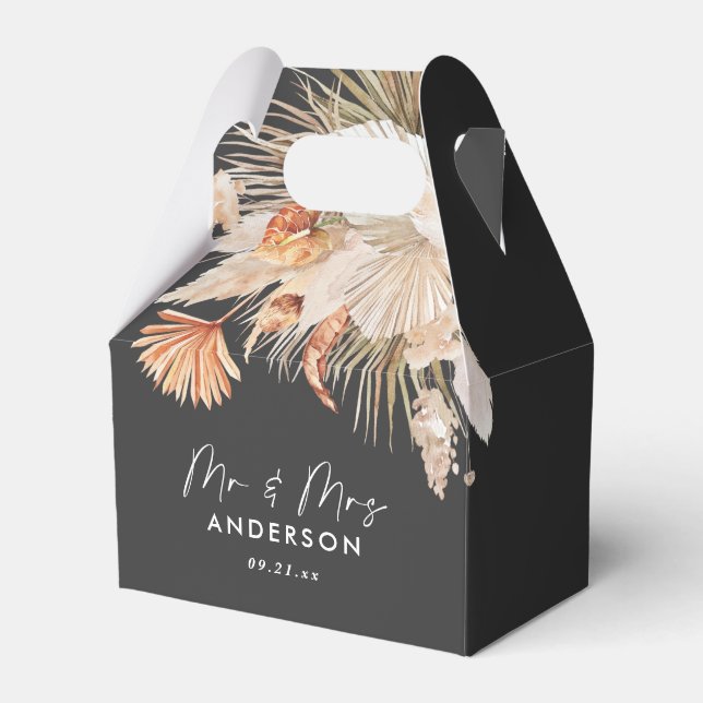 Wedding elegant natural botanical pampas grass fav favour box (Front Side)