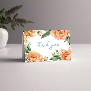 Wedding Elegant Peach Floral Thank You Card