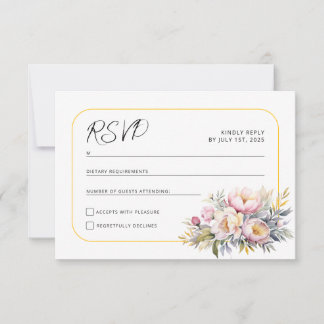 Wedding elegant pink peonies RSVP