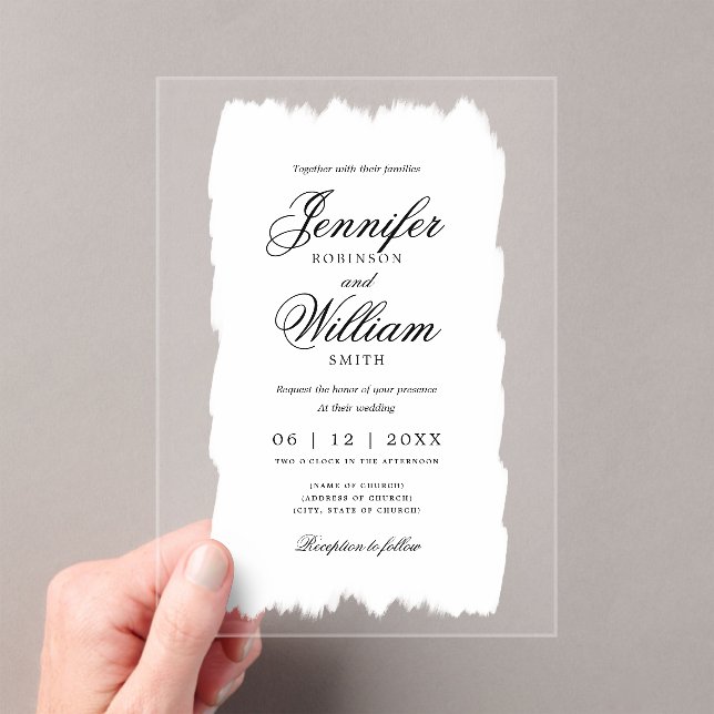 Wedding Elegant Romanic Script White Paint Acrylic Invitations (Insitu (Handheld))
