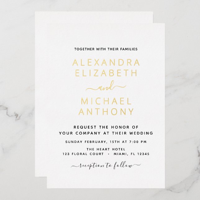 Wedding Elegant Romantic Gold (Front/Back)