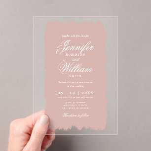 Wedding Elegant Romantic Script Blush Pink Paint Acrylic Invitations