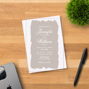 Wedding Elegant Romantic Script Champagne Paint Acrylic Invitations