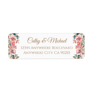 Wedding elegant rustic dusty pink floral address return address label