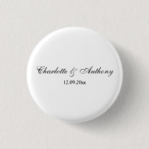Wedding Elegant Script Creative Black White 3 Cm Round Badge