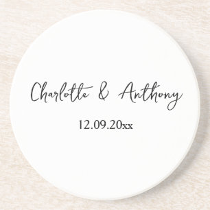 Wedding Elegant Script Creative Black White Coaster