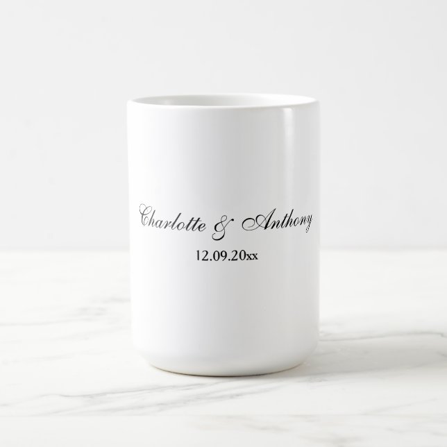 Wedding Elegant Script Creative Black White Coffee Mug (Center)