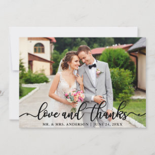 Wedding Elegant Script Love and Thanks Photo Thank You Card