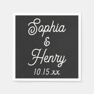 Wedding Elegant Script Modern Typography Black Napkin