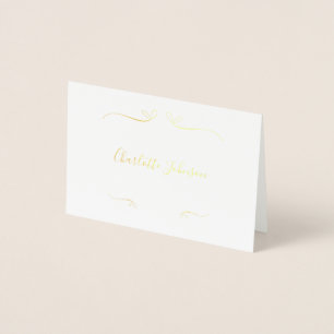 Wedding Elegant Script Name Place Real Gold Foil Card