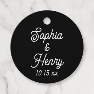 Wedding Elegant Script Typography Black and White Favour Tags