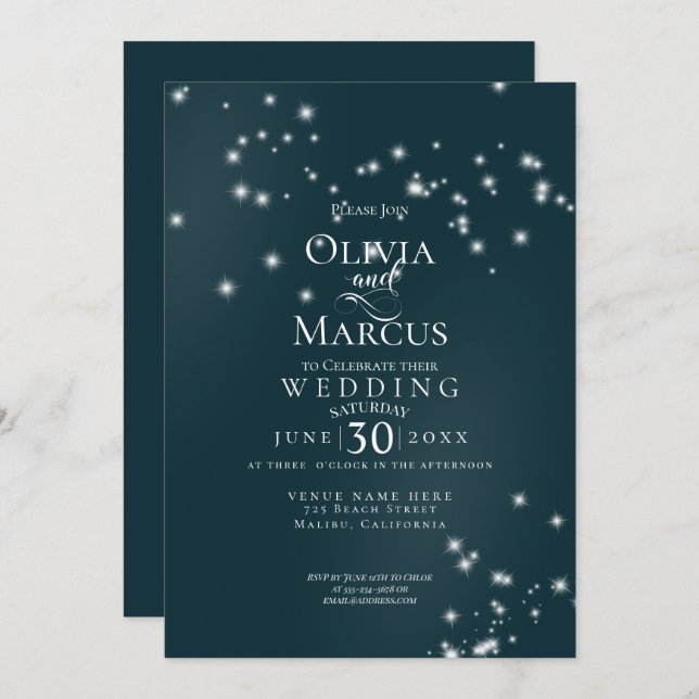 Wedding | Elegant Seaside Driftwood Tulle Arbor Invitation (Front/Back)