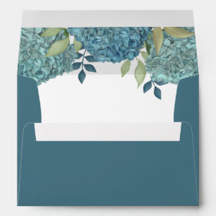 Wedding Elegant Simple Minimalist Blue Hydrangea  Envelope