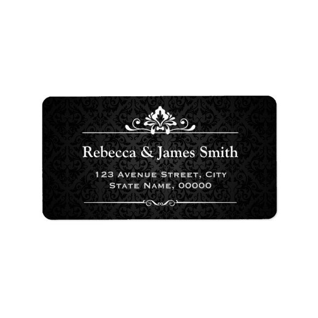 Wedding Elegant Vintage Shadow of Damask Label (Front)
