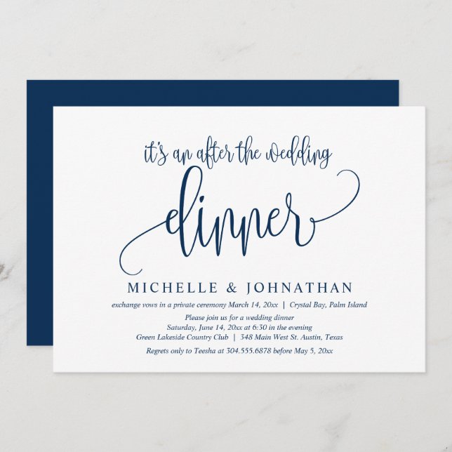 Wedding Elopement, an After The wedding Dinner Inv Invitation (Front/Back)