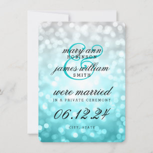 Wedding Elopement Announcement Beach Ombre Lights