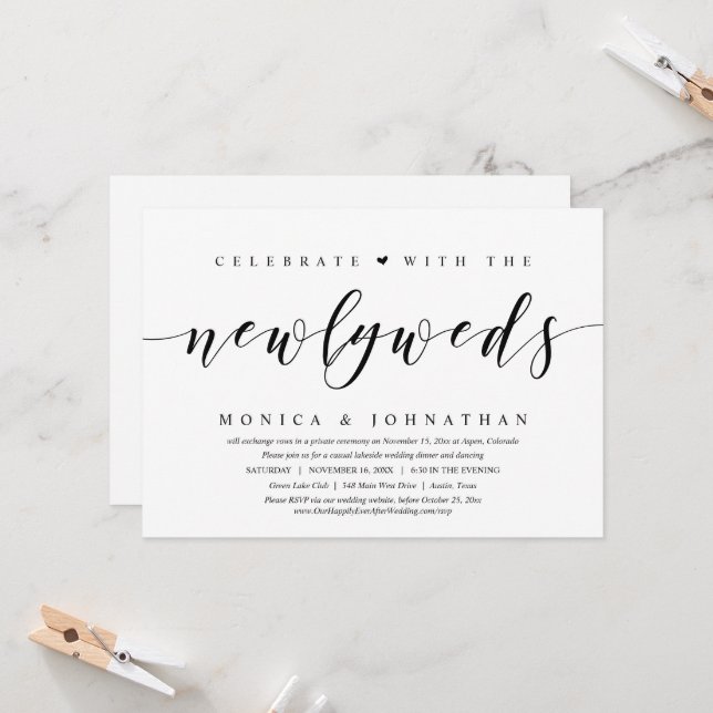 Wedding Elopement, Celebrate With the Newlyweds Invitation (Front/Back In Situ)