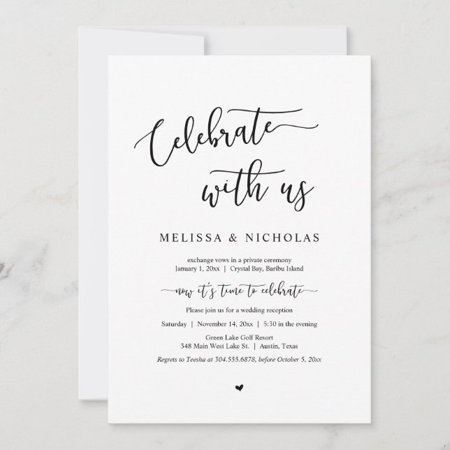 Wedding Elopement, Celebrate with us, Casual Invitation (Front)