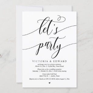 Wedding Elopement Celebration, Let's Party Invitation