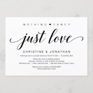 Wedding Elopement, Elegant Black Script Invitation