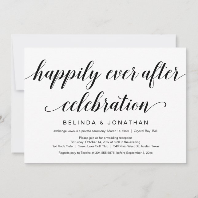 Wedding Elopement, Elegant Classy Black Script Invitation (Front)