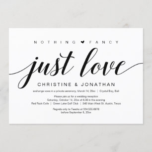 Wedding Elopement, Elegant Classy Black Script Invitation