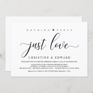 Wedding Elopement, Elegant Reception Party  Invita Invitation