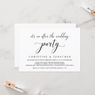 Wedding Elopement, Elegant Reception Party Invitat Invitation