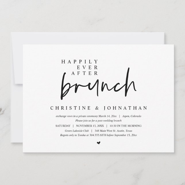 Wedding Elopement, Happily Ever After Brunch Invitation (Front)
