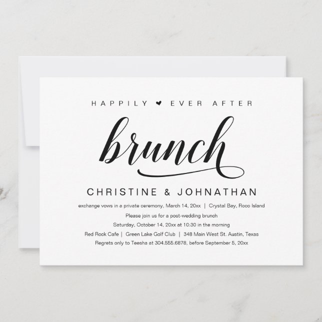 Wedding Elopement, Happily Ever After Brunch Invitation (Front)