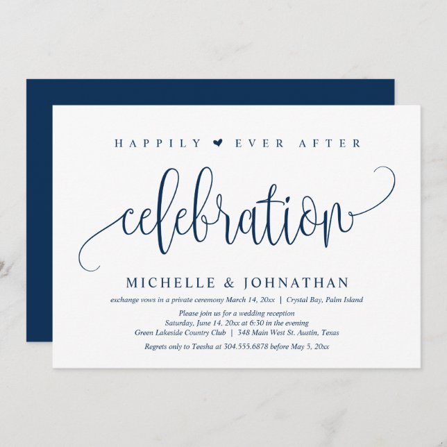 Wedding Elopement, Happily Ever After Celebration  Invitation (Front/Back)