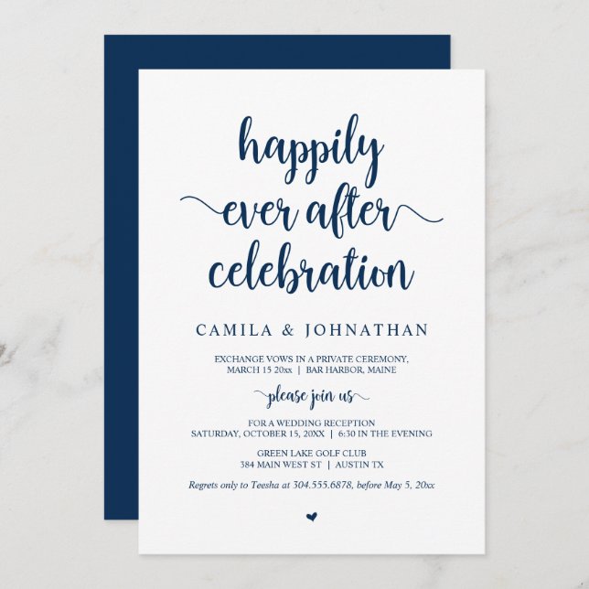 Wedding Elopement, Happily Ever After Celebration  Invitation (Front/Back)
