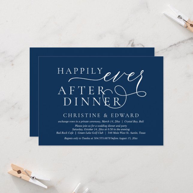 Wedding Elopement, Happily Ever After Dinner Invitation (Front/Back In Situ)