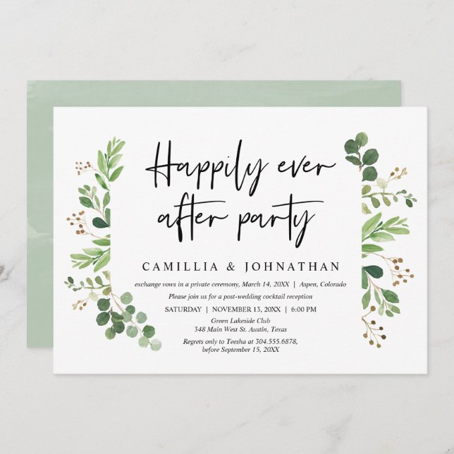 Wedding Elopement, Happily Ever after Party Invita Invitation (Front/Back)