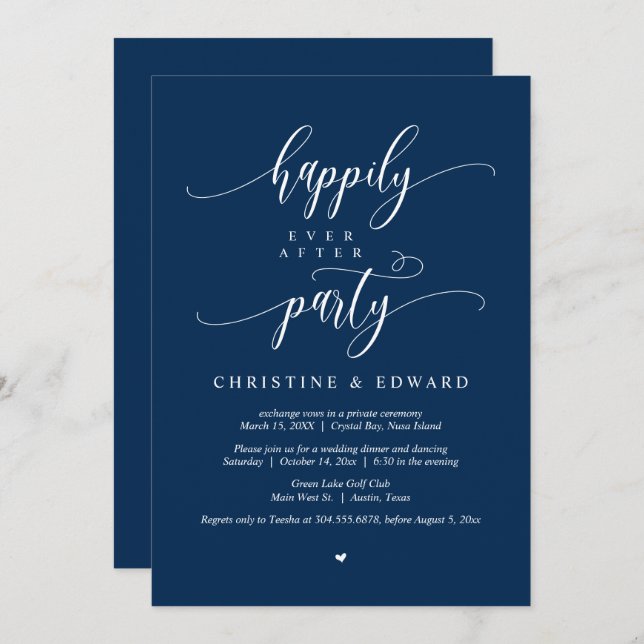 Wedding Elopement, Happily Ever After Party Invita Invitation (Front/Back)