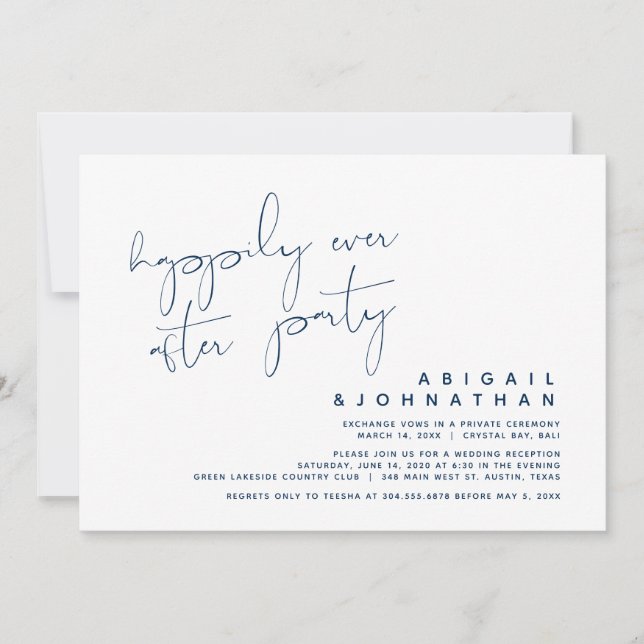 Wedding Elopement, Happily Ever After Party Invita Invitation (Front)