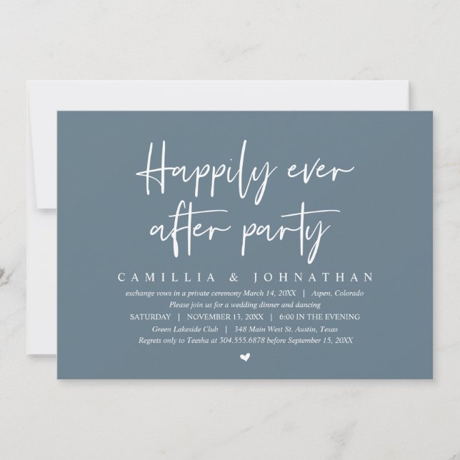 Wedding Elopement, Happily Ever After Party Invita Invitation (Front)