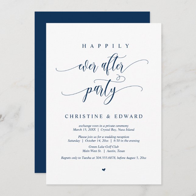 Wedding Elopement, Happily Ever After Party Invitation (Front/Back)