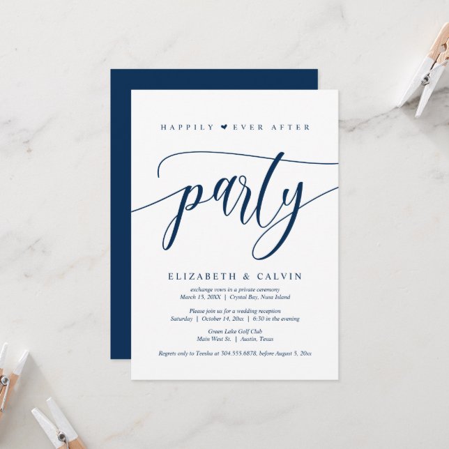Wedding Elopement, Happily Ever After Party  Invitation (Front/Back In Situ)