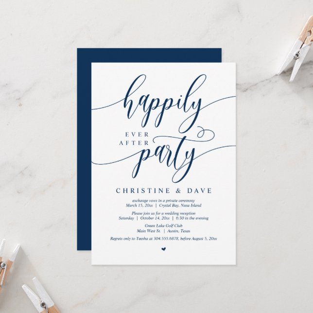 Wedding Elopement, Happily Ever After Party  Invitation (Front/Back In Situ)