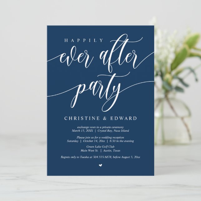 Wedding Elopement, Happily Ever After Party Invitation (Standing Front)
