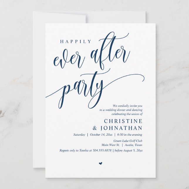 Wedding Elopement, Happily Ever After Party  Invitation (Front)