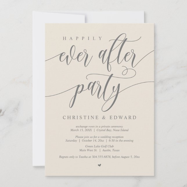 Wedding Elopement, Happily Ever After Party Invitation (Front)