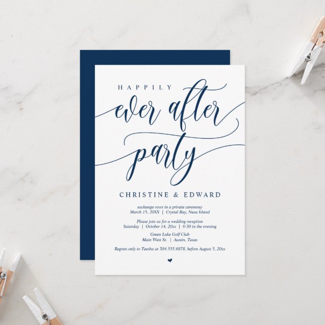 Wedding Elopement, Happily Ever After Party Invitation (Front/Back In Situ)